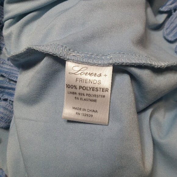 LOVERS+FRIENDS Caspian Pastel Blue Sleeveless Lace Overlay Mini Shift Dress S - Picture 13 of 15